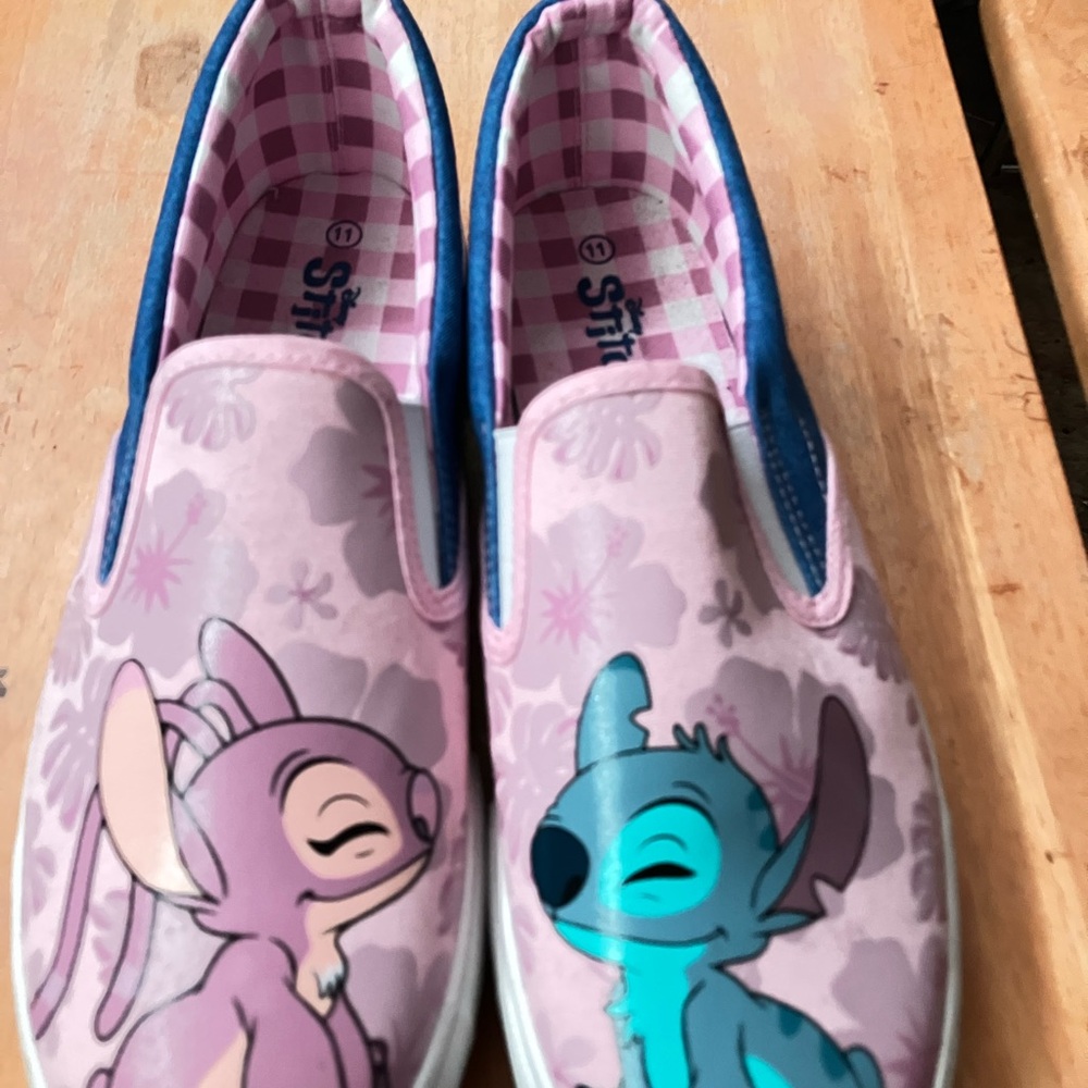 Stitch Pink and Blue Slip-On Shoes